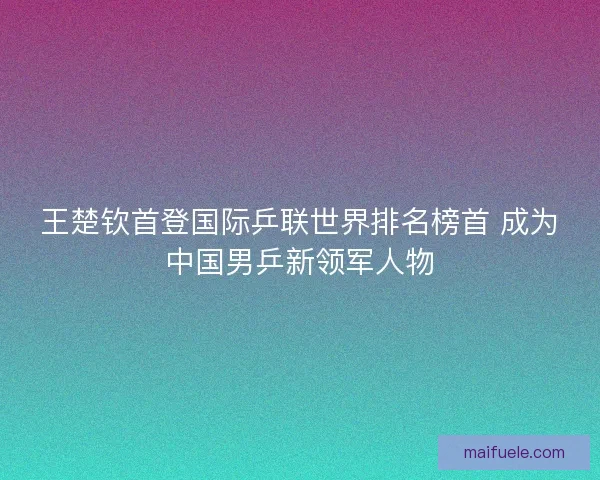 王楚钦首登国际乒联世界排名榜首 成为中国男乒新领军人物 王楚钦首登国际乒联世界排名榜首 成为中国男乒新领军人物