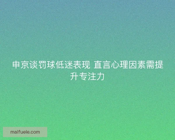 申京谈罚球低迷表现 直言心理因素需提升专注力